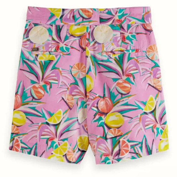 New! Scotch & Soda High-Rise Mid-Length Shorts fruit citrus print 27204 - Picture 2 of 16